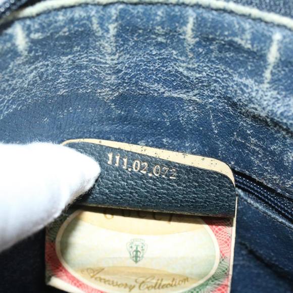 GUCCI GG Canvas Sherry Line Boston Bag PVC Leather Gray Red Navy Auth yk8527 - Picture 12 of 16